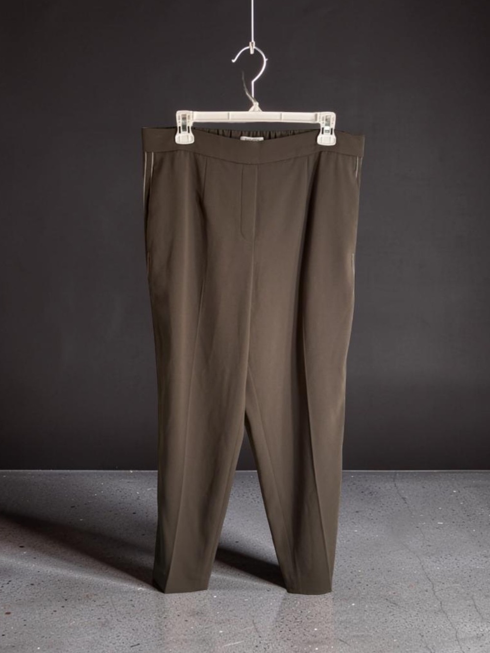 Women’s Aritzia Babaton Olive Green Pull-On Cropped Trousers with Side Stripes - Picture 2 of 9